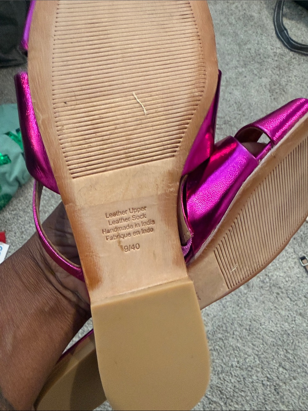 Jeffrey Campbell Metallic Fuchsia Cross-Strap Slide Mules - Picture 3 of 4